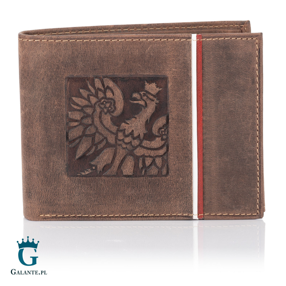 Portfel Męski PETERSON Orzeł i Barwy Polski 340P-03 brązowy
