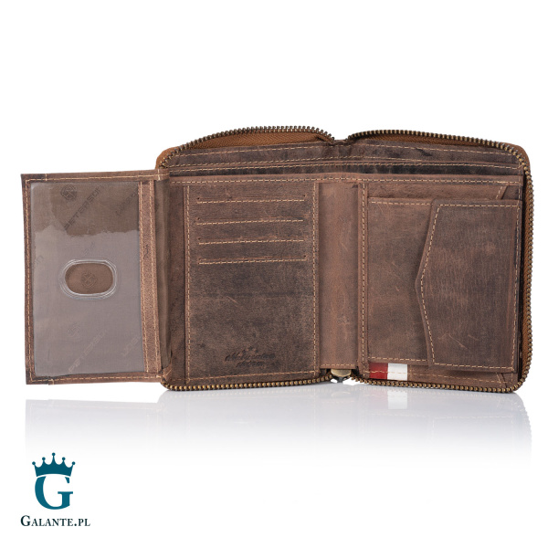 Portfel Męski PETERSON Orzeł i Barwy Polski 340P-03 brązowy