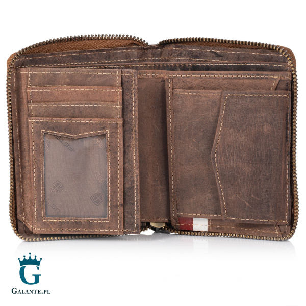 Duży Portfel Męski PETERSON Nubuk Orzeł i Barwy Polski 340P-03 – brązowy