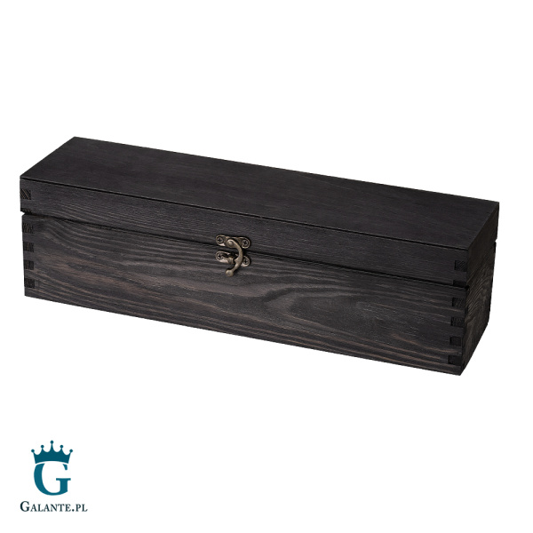 Kuferek drewniany Czarny 37x11x11 cm z możliwością graweru