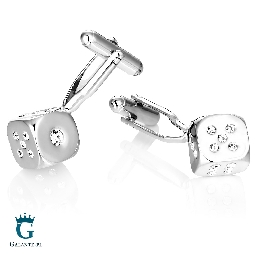 Spinki do mankietów Kostki do gry z kryształkami PS-796