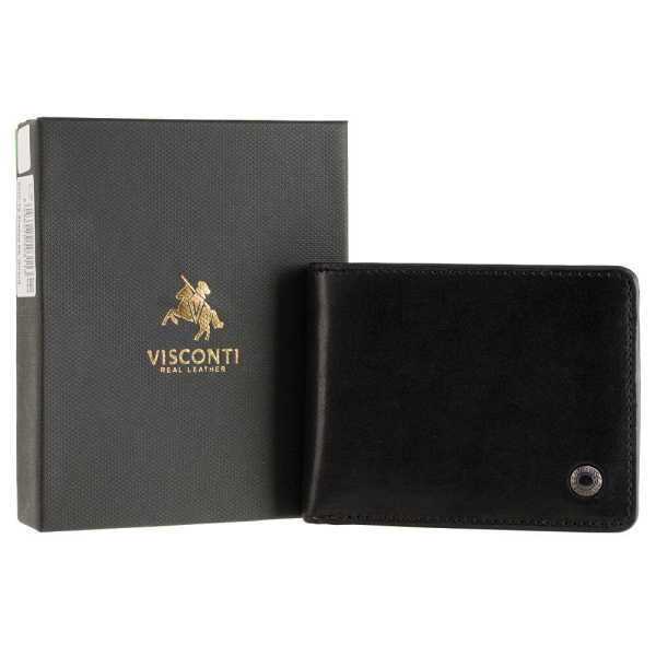 Czarny skórzany portfel męski Visconti ENZ-78 RFID