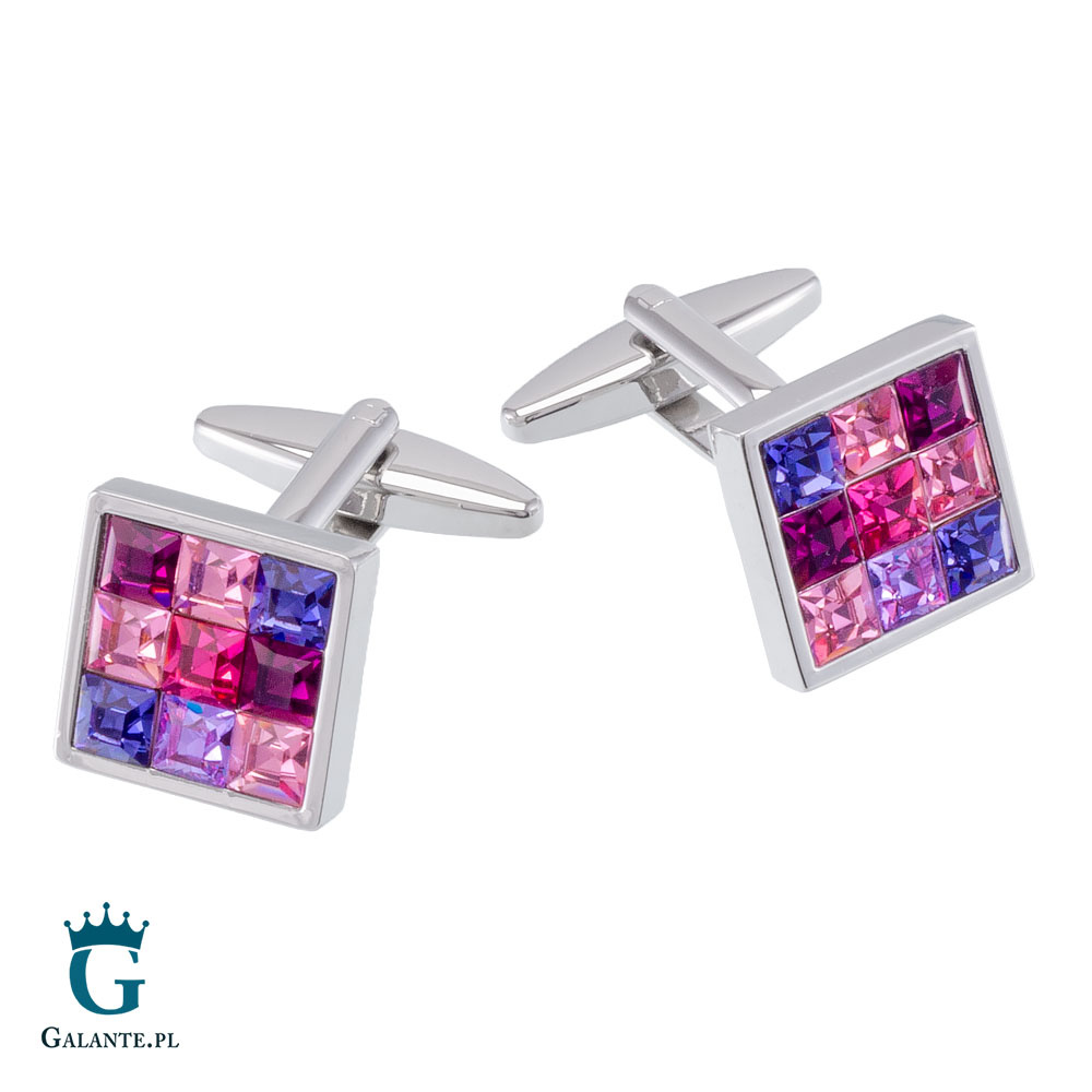 Spinki do mankietów fioletowe kryształki SD-1157