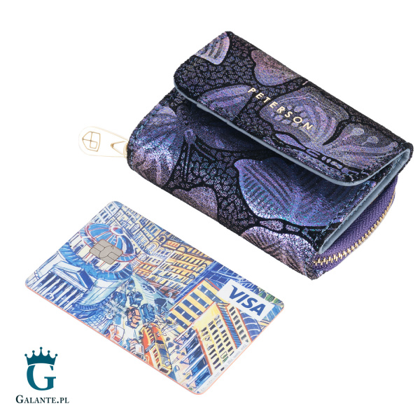 Miniaturowy Skórzany Portfel Damski w Motyle PETERSON