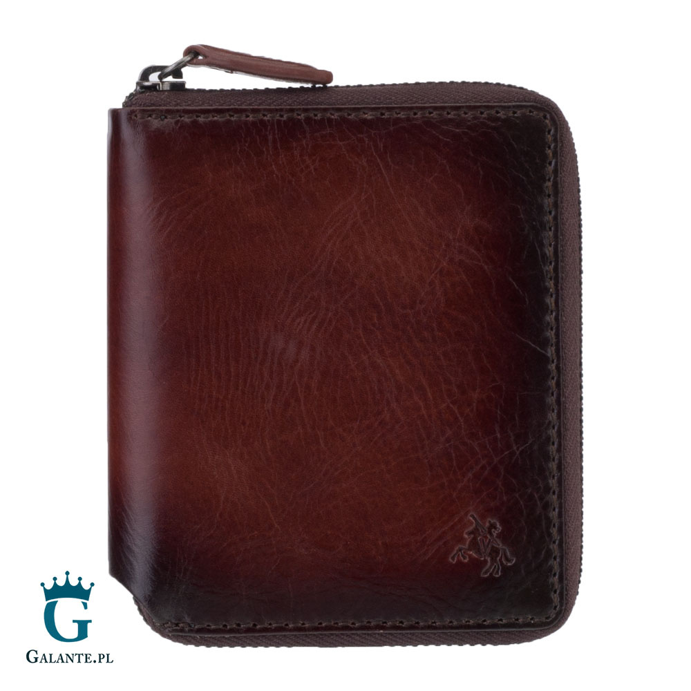 Cienki skórzany portfel męski Visconti VSL-20 czarno-czerwony