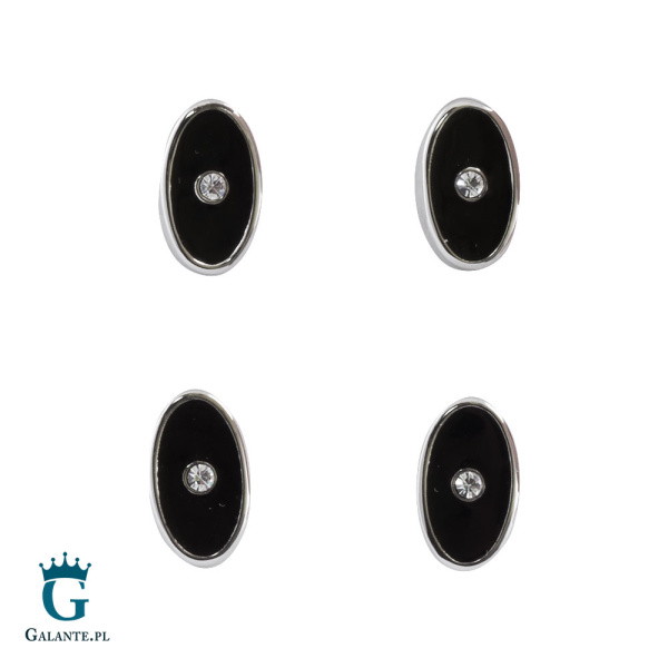 Czarne guziki smokingowe z kryształem SSD-5110 (4 guziki)