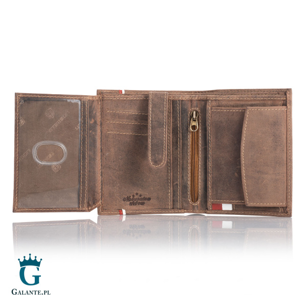 Duży Portfel Męski z Orłem Skóra Nubuk PETERSON 303P-02