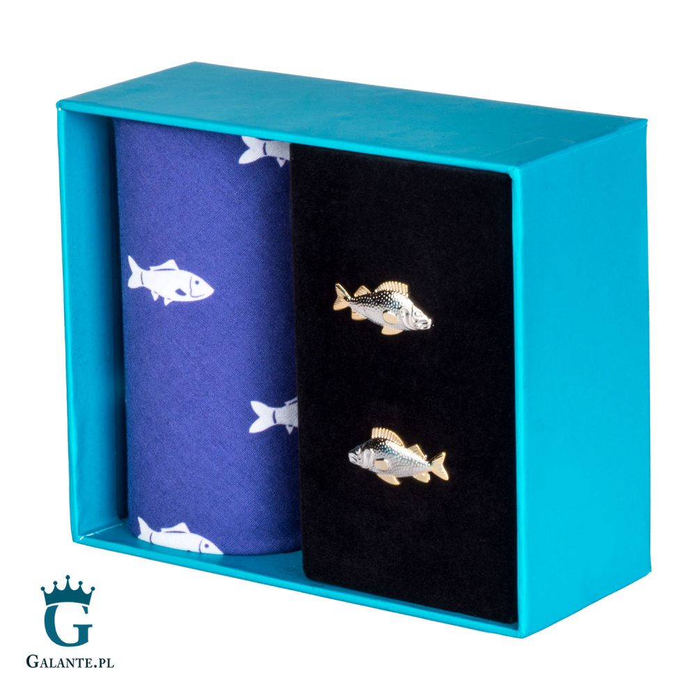 Zestaw prezentowy Spinki i Chusteczka Żaglówki HS-07