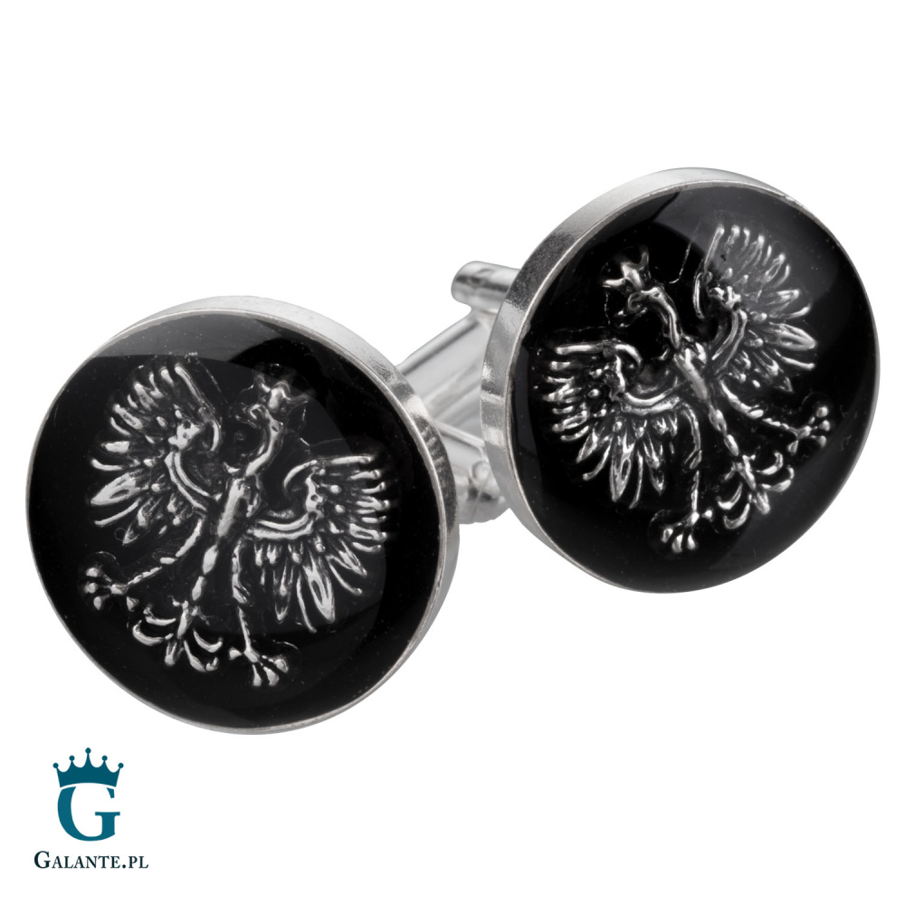 Srebrne spinki do mankietów Orzeł i Węgiel SMW-018
