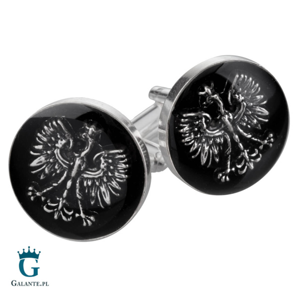 Srebrne spinki do mankietów Orzeł i Węgiel SMW-018