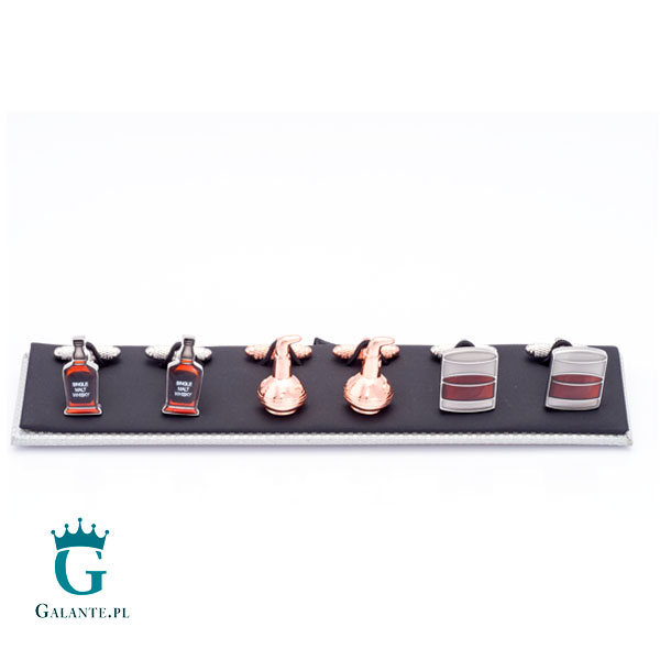 Zestaw spinek do mankietów na prezent dla barmana lub konesera whisky