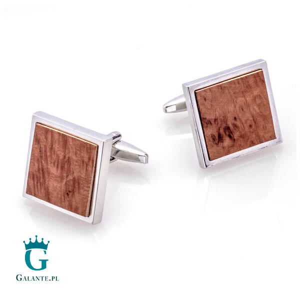 Kwadratowe spinki do mankietów z drewnem X2 BRIAR1