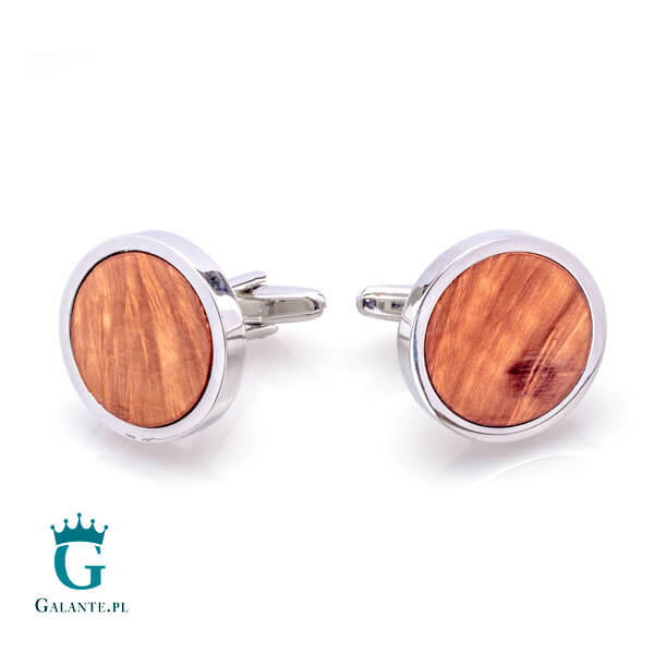 Okrągłe spinki do mankietów z drewnem X2 BRIAR2