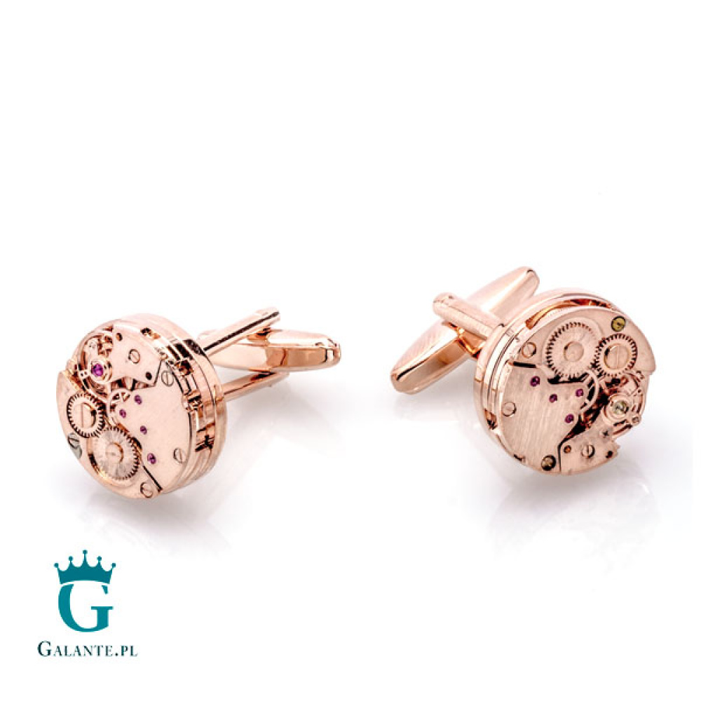 Spinki do mankietów Mechanizm Zegara Rose Gold X2 AJA1033