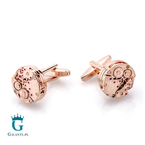 Spinki do mankietów Mechanizm Zegara Rose Gold X2 AJA1033