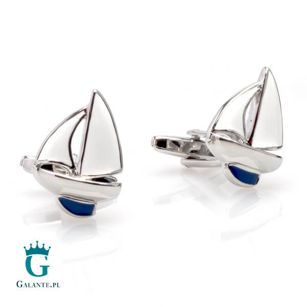 Spinki do mankietów Białe Żaglówki X2 NYU009