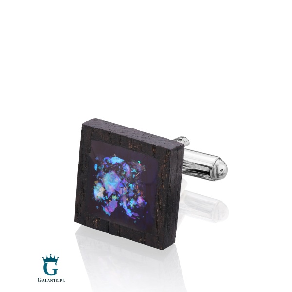 Spinki do Mankietów “Polski Las” Woskowane na czarno z efektem szkła SMD-011