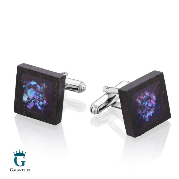 Spinki do Mankietów “Polski Las” Woskowane na czarno z efektem szkła SMD-011