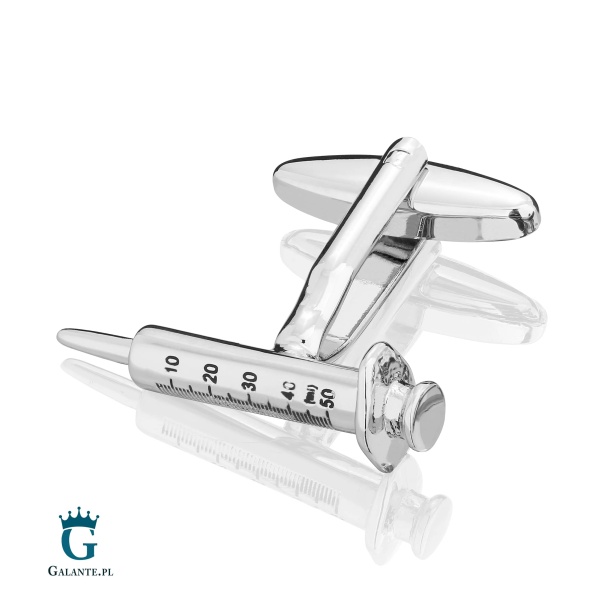 Medyczne spinki do mankietów X2 Dla lekarza – Strzykawka