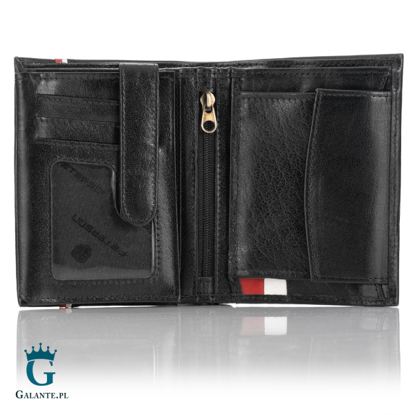 Czarny Portfel Męski Skórzany Orzeł Polska PETERSON 303P