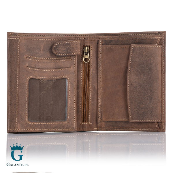 Pionowy Portfel Skórzany Nubuk PETERSON 339 z RFID