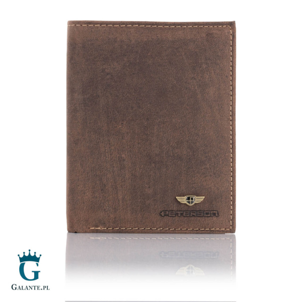 Pionowy Portfel Skórzany Nubuk PETERSON 339 z RFID