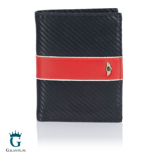 Pionowy Portfel Skórzany PETERSON Black&Red 317