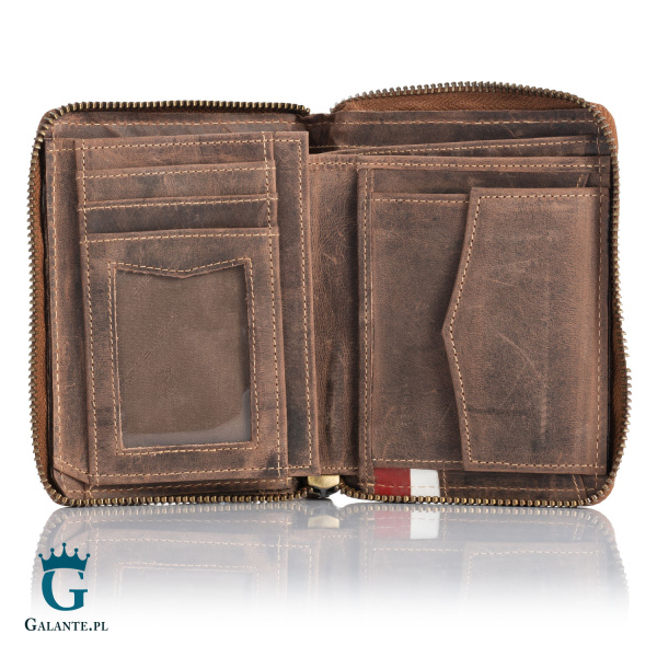 Duży Portfel Męski PETERSON Skóra Nubuk Orzeł Polski 340P-02