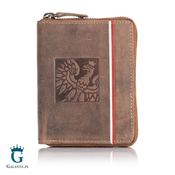 Duży Portfel Męski PETERSON Skóra Nubuk Orzeł Polski 340P-02