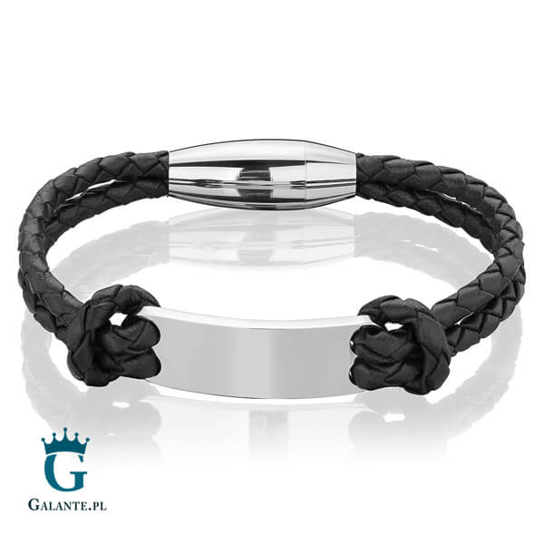 Czarna bransoletka ze skóry B-09