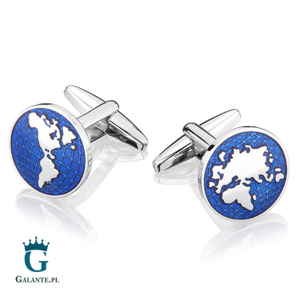 Okrągłe spinki do mankietów Mapa Świata SD-1036