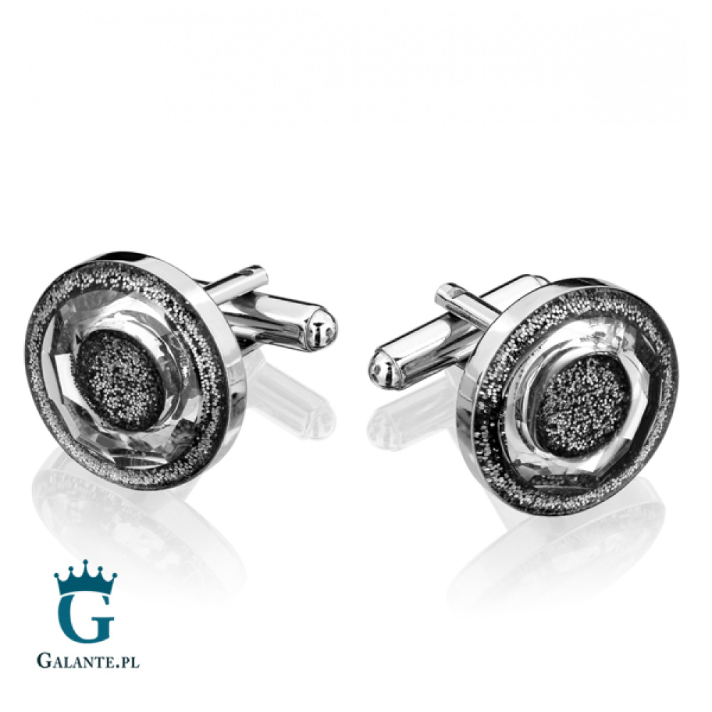 Srebrne spinki do mankietów z bursztynem SMB-001