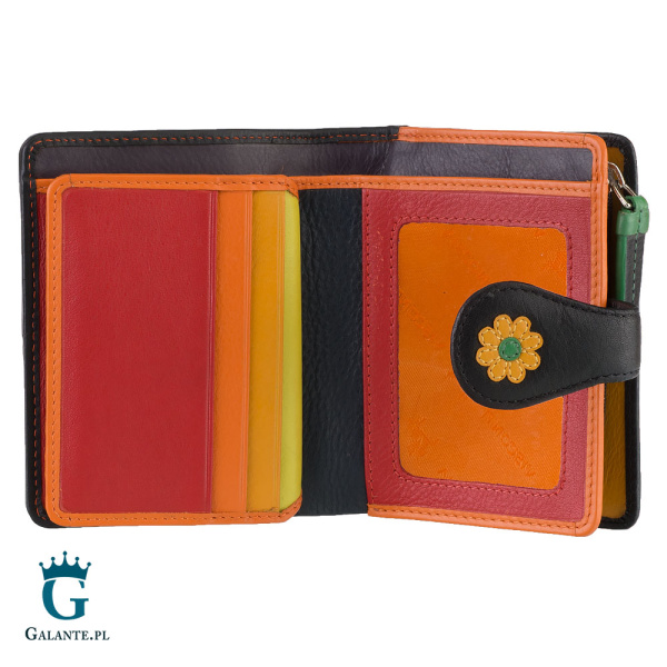 Portfelik skórzany damski kwiatki Visconti DS-80
