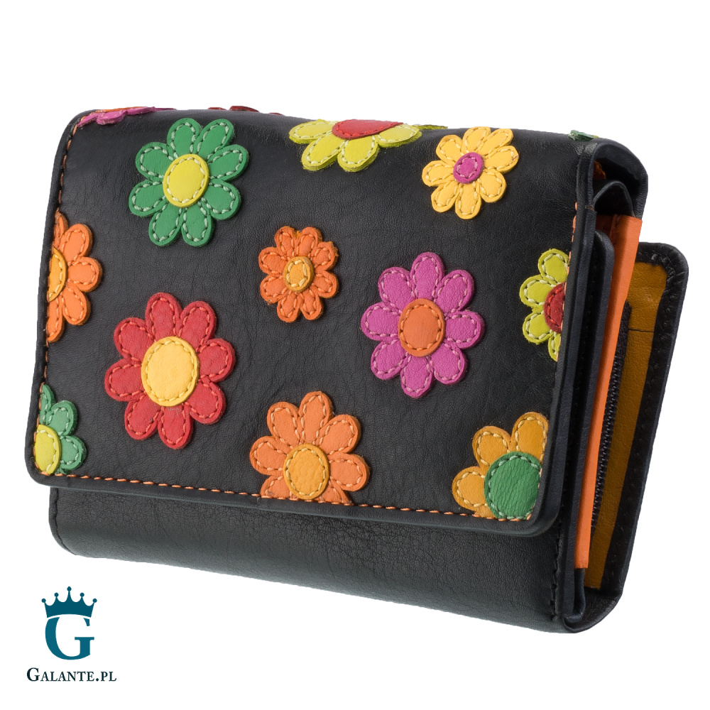 Portfelik skórzany damski kwiatki Visconti DS-80