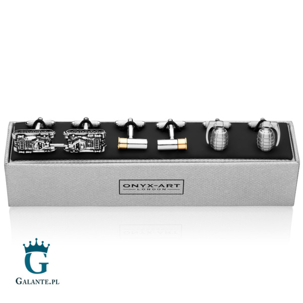 Militarny zestaw spinek do mankietów na prezent dla żołnierza