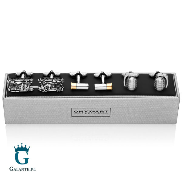 Militarny zestaw spinek do mankietów na prezent dla żołnierza