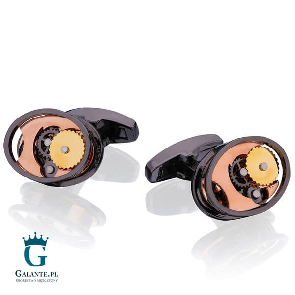 Spinki do mankietów Mechanizm Zegara CLM-110 Onyx-Art London