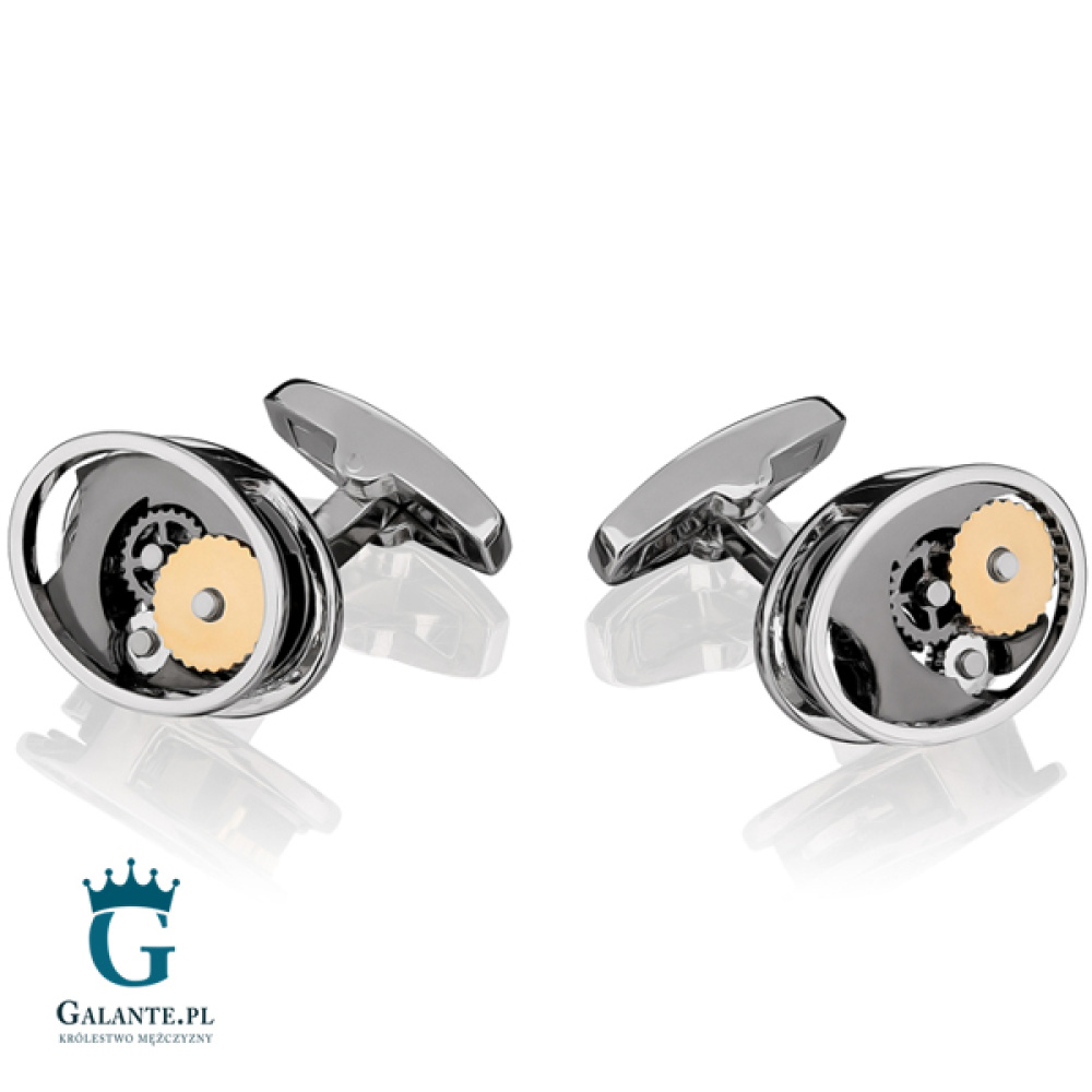 Spinki do mankietów Mechanizm Zegara CLM-108 Onyx-Art London