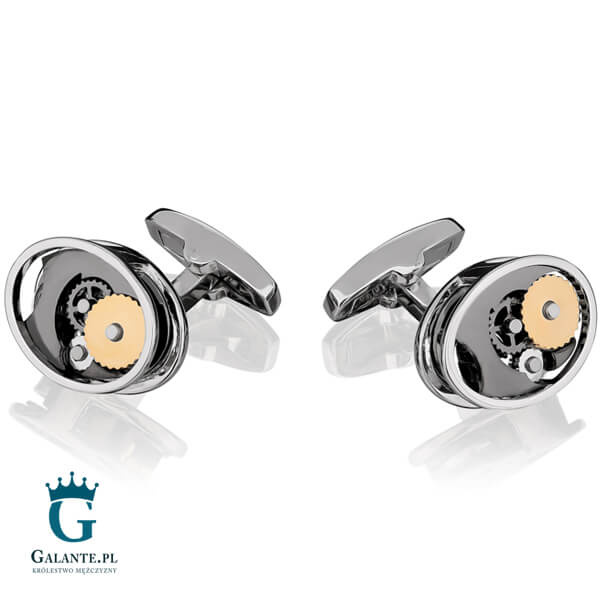 Spinki do mankietów Mechanizm Zegara CLM-108 Onyx-Art London