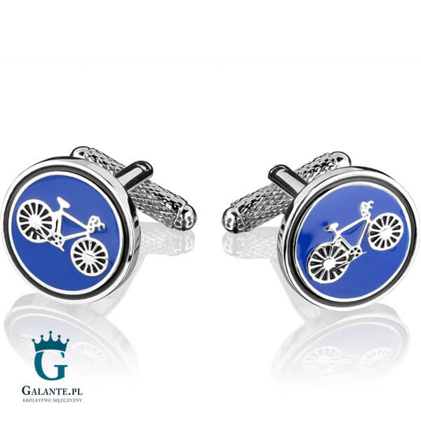 Spinki do mankietów niebieskie Rower KC-974 Onyx-Art London