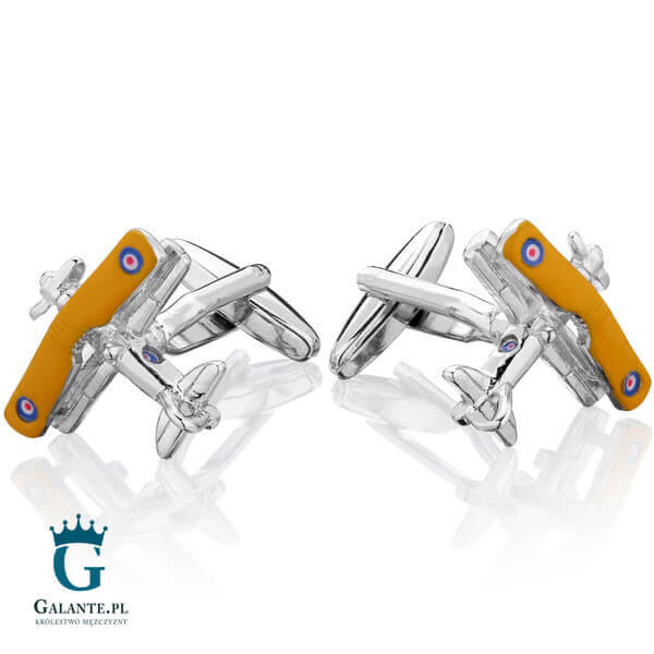 Spinki do mankietów X2 Żółty dwupłatowiec