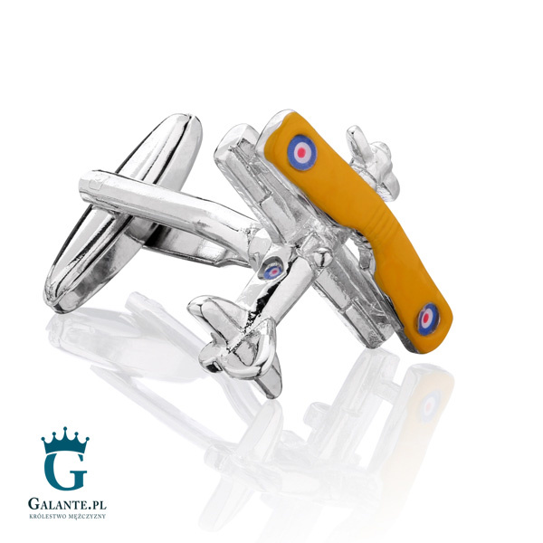 Spinki do mankietów X2 Żółty dwupłatowiec