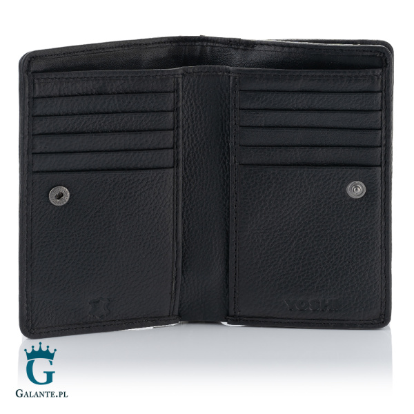 Czarny skórzany portfel damski Słoneczniki Yoshi