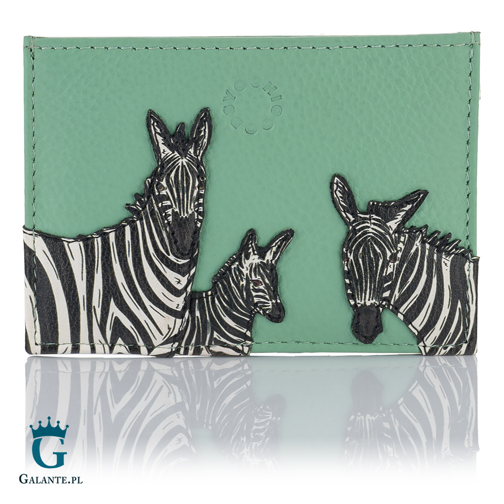 Damskie skórzane etui na karty Zebry Yoshi