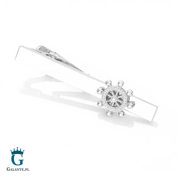 Marynarska spinka do krawata Koło Sterowe X2 T02