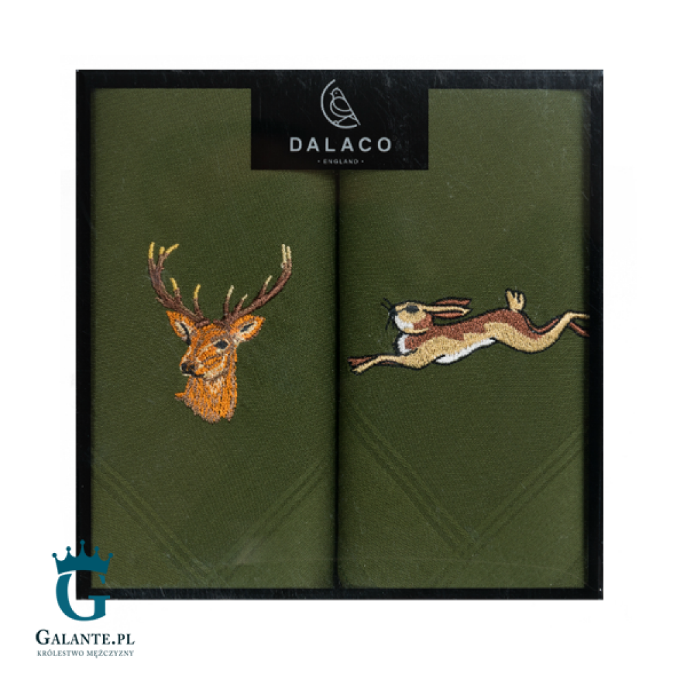 Zielone chusteczki haftowane dla Myśliwego HR-01