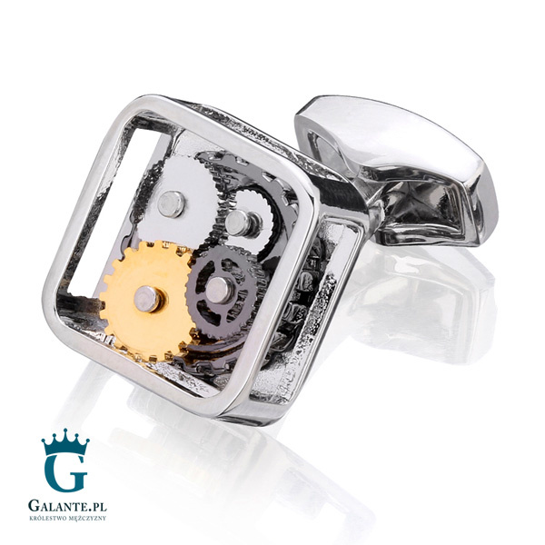Spinki do mankietów Mechanizm Zegara CLM-104 Onyx-Art London