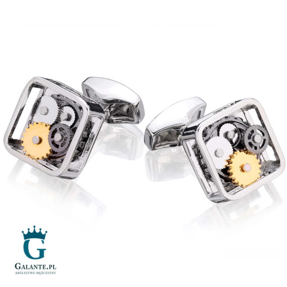 Spinki do mankietów Mechanizm Zegara CLM-104 Onyx-Art London
