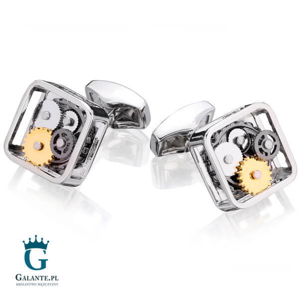 Spinki do mankietów Mechanizm Zegara CLM-104 Onyx-Art London