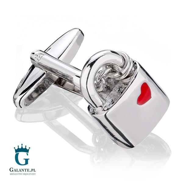 Spinki do mankietów X2 Kłódka z serduszkiem